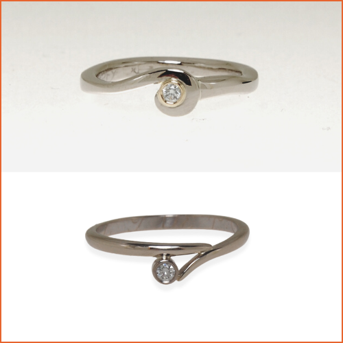 Wide wedding band remodeled into two rings