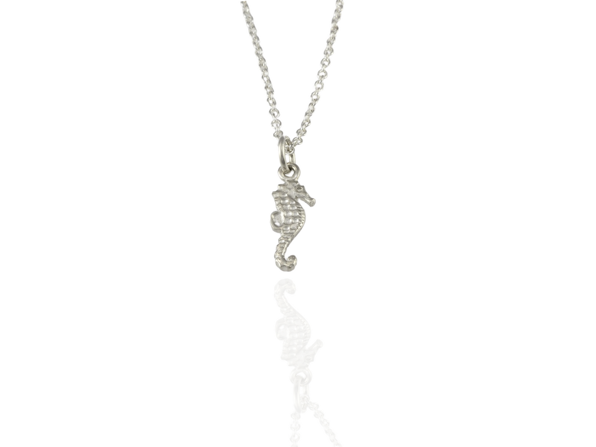 Seahorse Pendant with Chain in Silver - handmade by Jewel Beetle