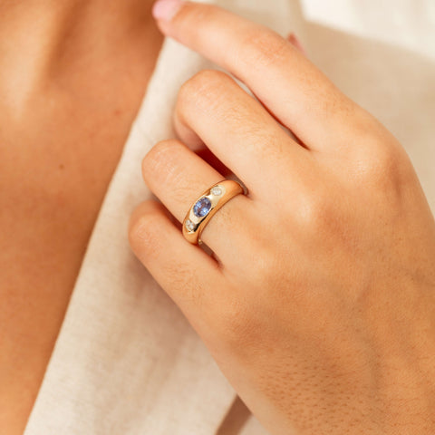 9ct Yellow Gold .66ct Blue Sapphire and Diamond Kylie Ring
