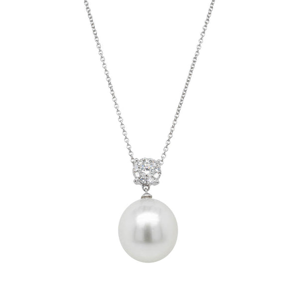 18ct White Gold 14mm South Sea Pearl & Diamond Galaxy Pendant - Necklace - Walker & Hall