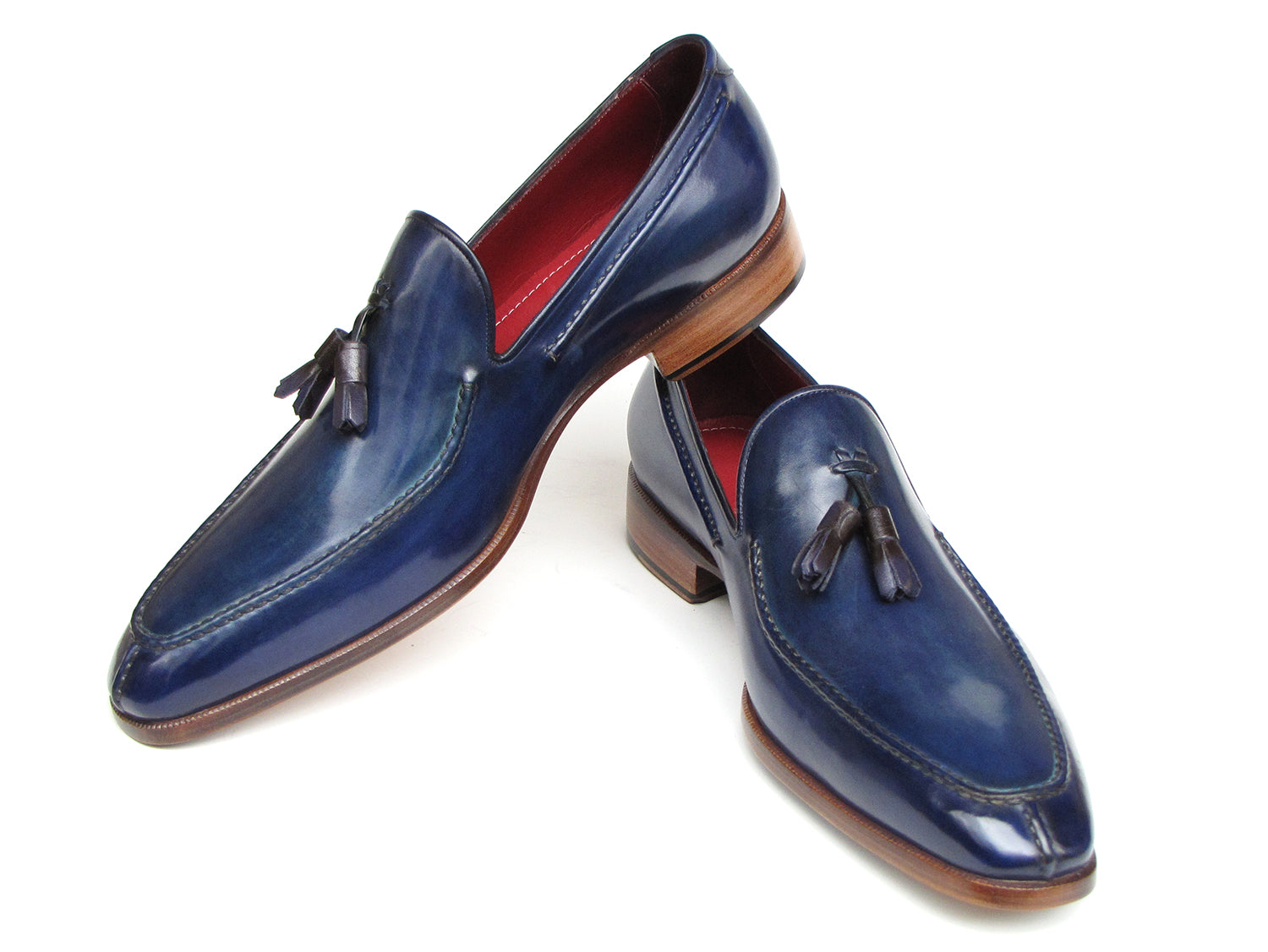 Paul Parkman Men's Tassel Loafer Blue Hand Painted Leather (ID#083-BLU ...