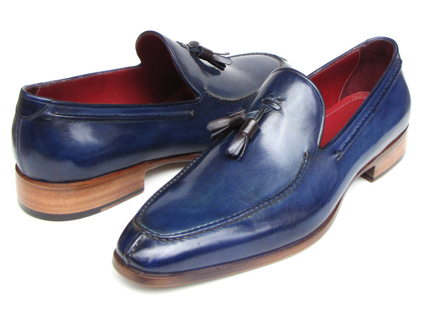 Paul Parkman Men's Tassel Loafer Blue Hand Painted Leather (ID#083-BLU ...