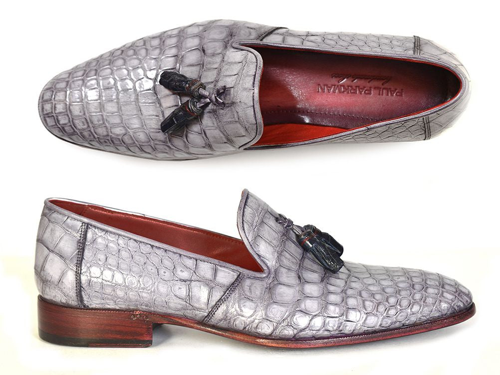 grey tassel loafers