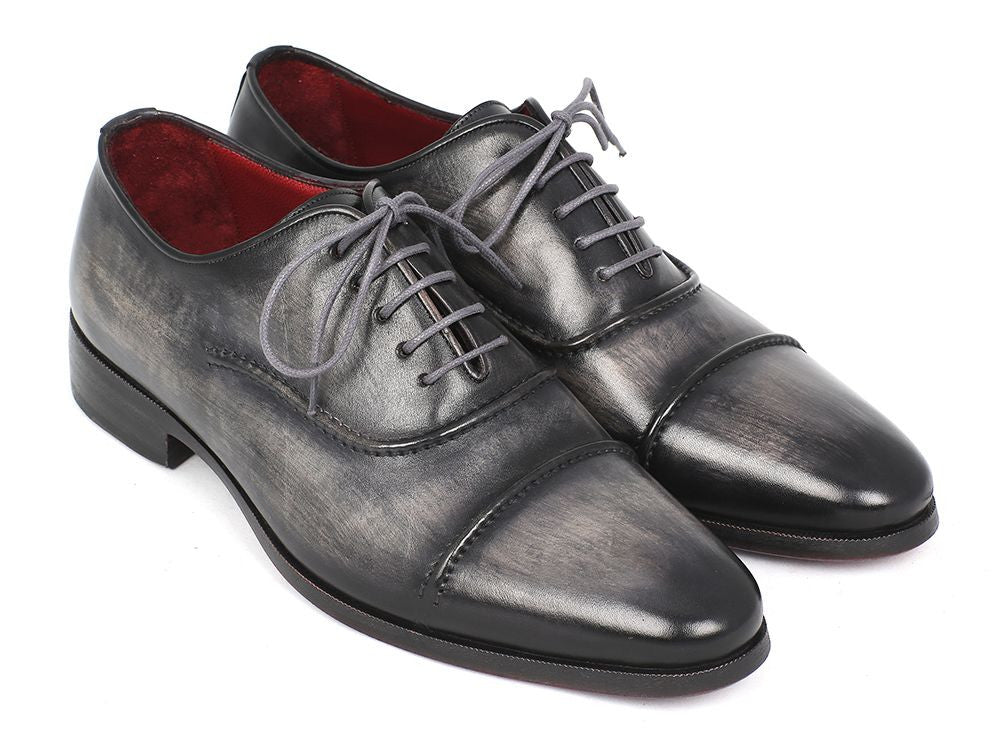 Paul Parkman Captoe Oxfords Gray & Black Hand Painted Shoes (ID#077-GR ...