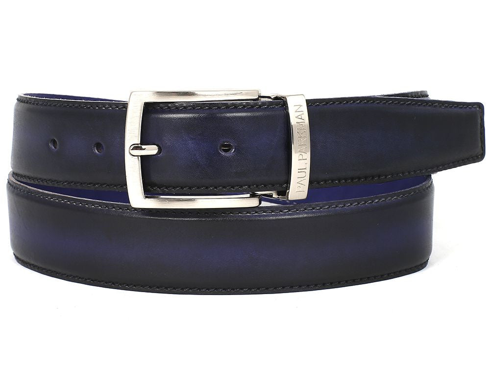 PAUL PARKMAN Men's Leather Belt Dual Tone Navy & Blue (ID#B01-NVY-BLU ...