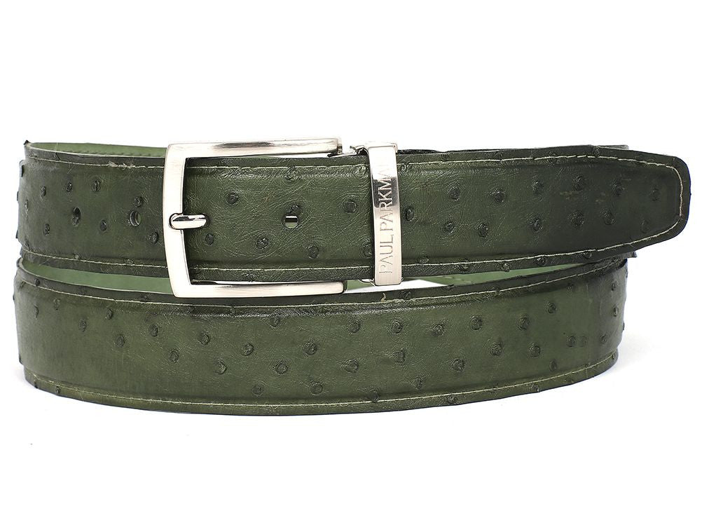 PAUL PARKMAN Men's Green Genuine Ostrich Belt (ID#B04-GREEN) – PAUL ...