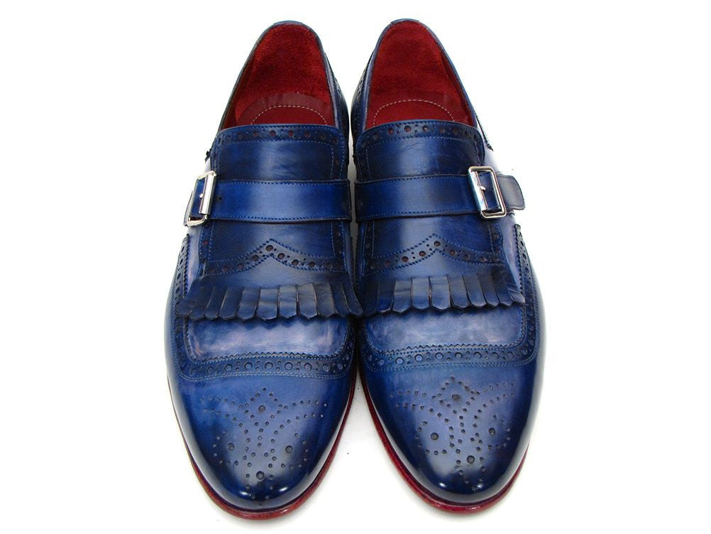 Paul Parkman Kiltie Monkstrap Shoes Dual Tone Blue Leather (ID#12BL78 ...