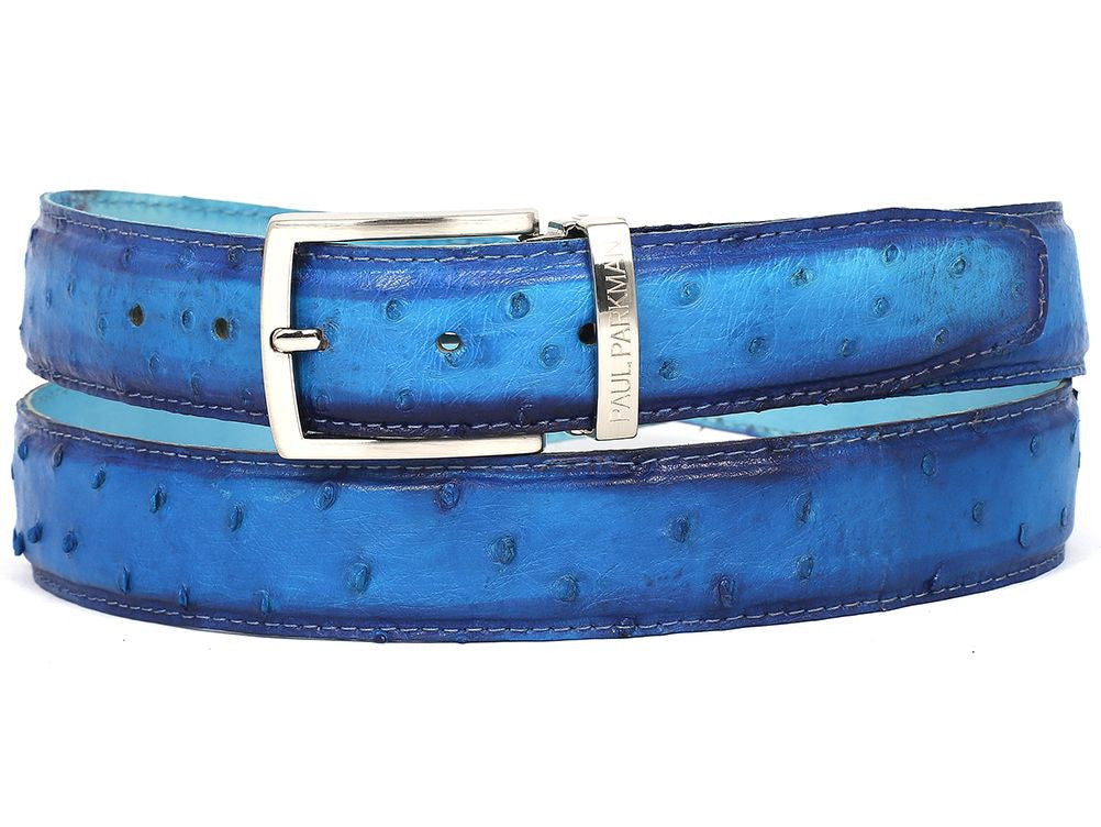 blue ostrich belt