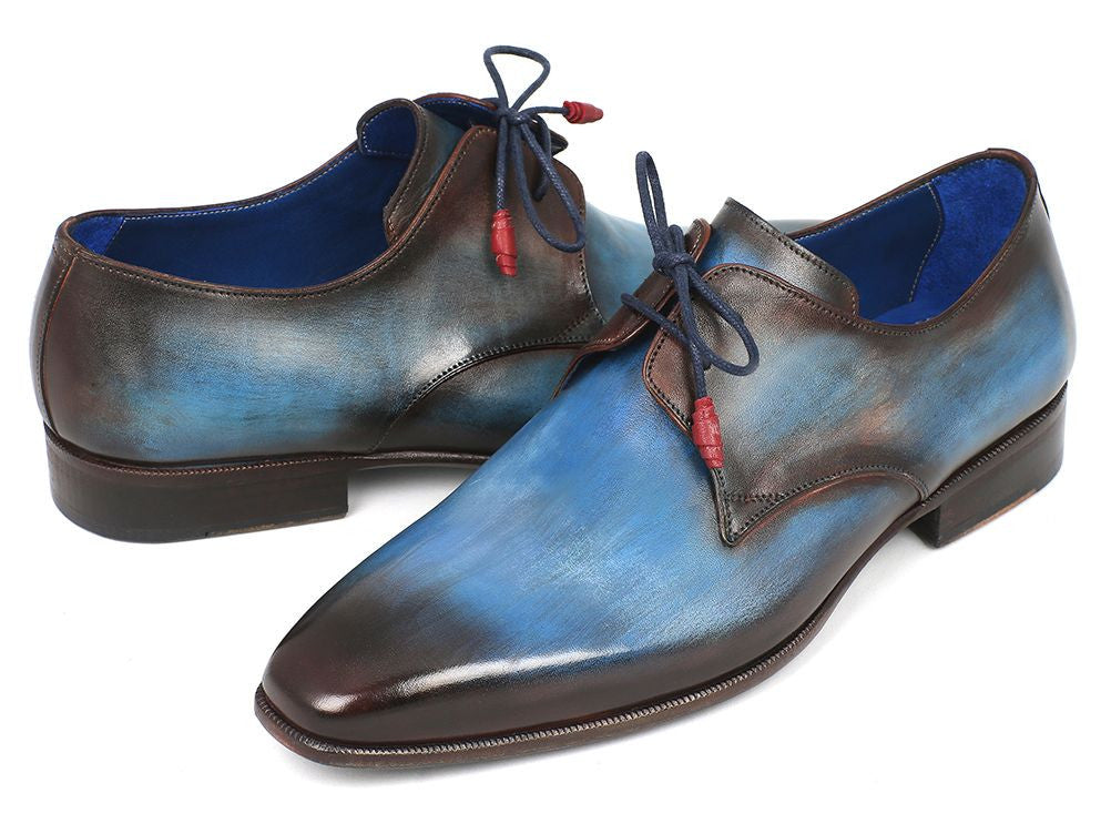 Paul Parkman Blue & Brown Hand-Painted Derby Shoes (ID#326-BLUBRW ...