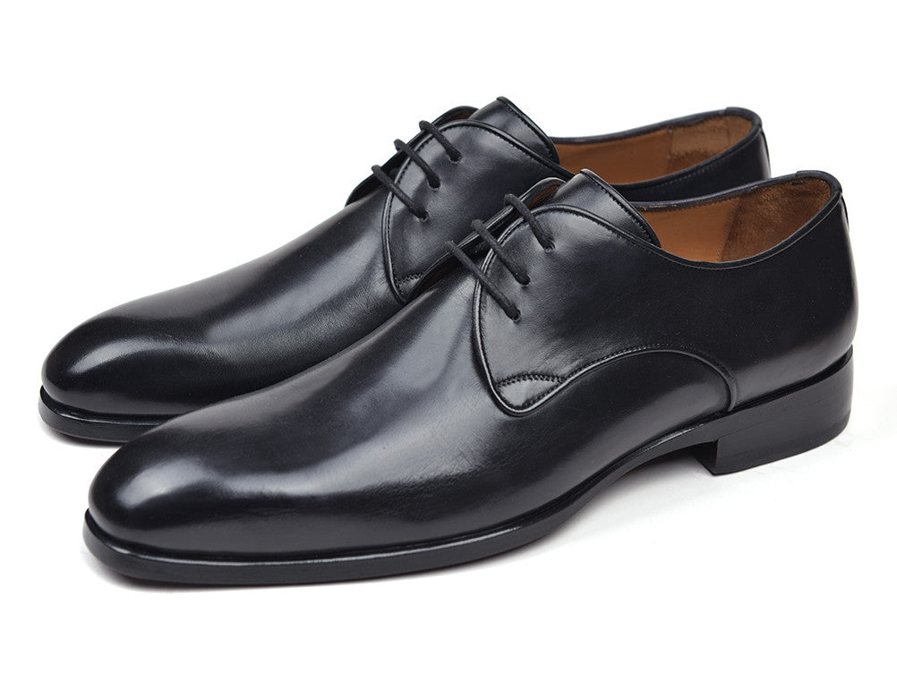 Paul Parkman Men's Black Leather Derby Shoes (ID#34DR-BLK) – PAUL ...