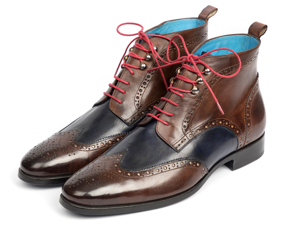 Paul Parkman Wingtip Ankle Boots Dual Tone Brown & Blue (ID#777-BRW-BL ...