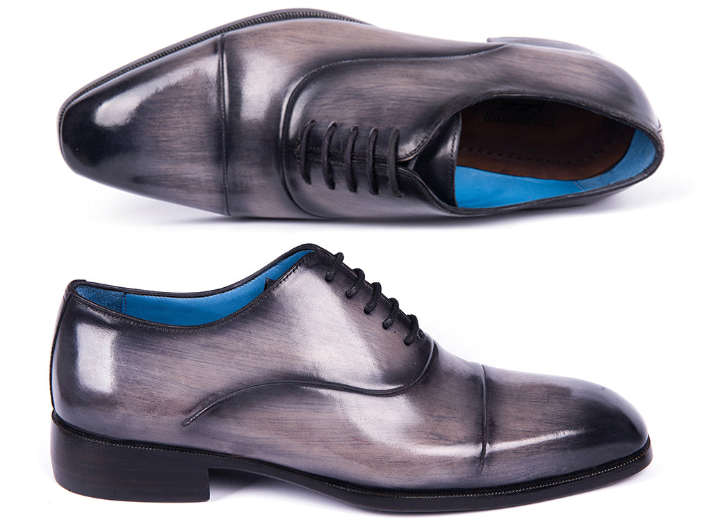 Paul Parkman Men's Cap Toe Oxfords Gray Burnished (ID#1744-GRY) – PAUL  PARKMAN® Handmade Shoes