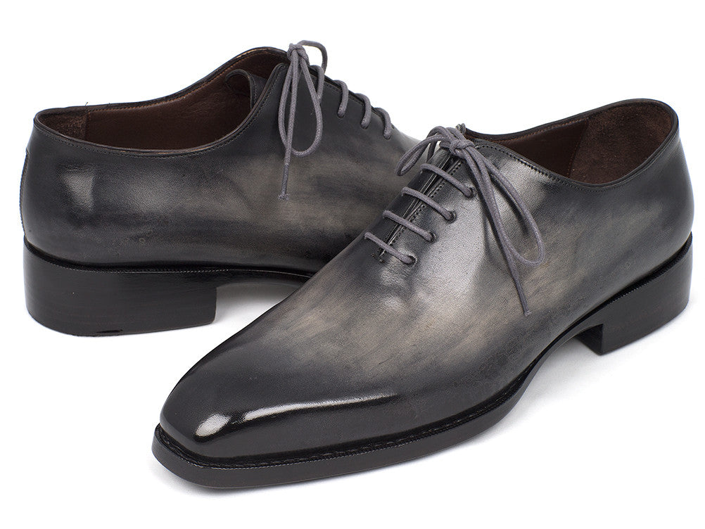 Paul Parkman Goodyear Welted Wholecut Oxfords Gray Black Hand-Painted ...