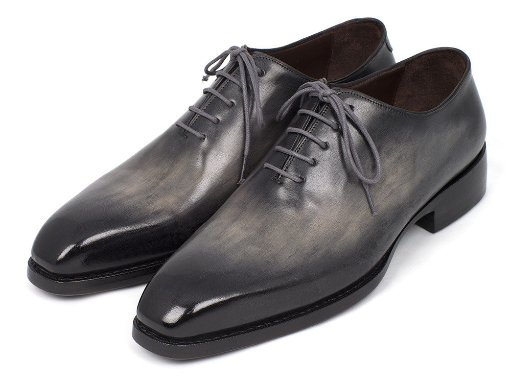 Paul Parkman Goodyear Welted Wholecut Oxfords Gray Black Hand-Painted ...