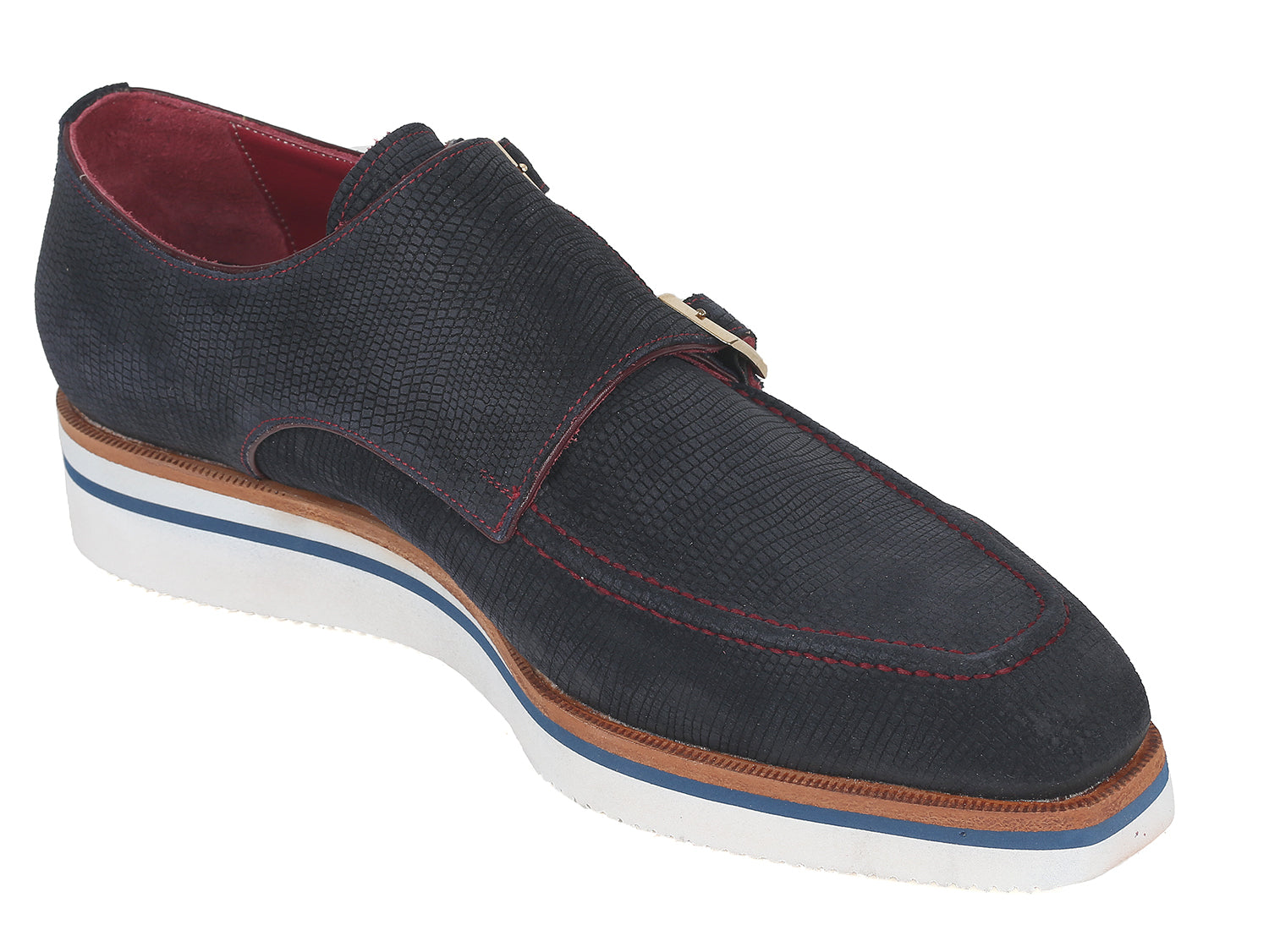 Paul Parkman Men's Smart Casual Monkstrap Shoes Navy Suede (ID#189-NVY ...