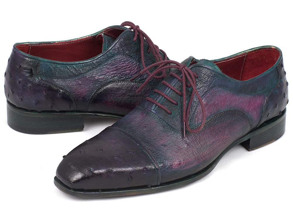 Paul Parkman Men's Genuine Ostrich Captoe Oxfords Purple (ID#24XS-PRP ...