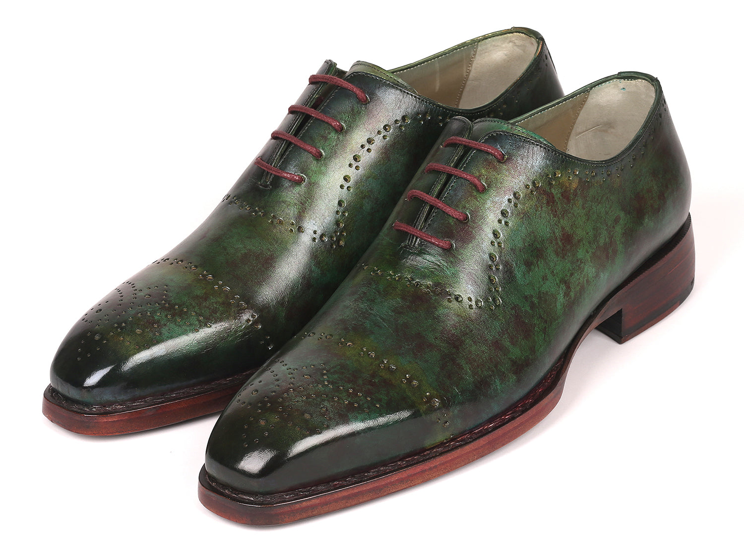 Paul Parkman Green Marble Patina Goodyear Welted Oxfords (ID#56GRN37)