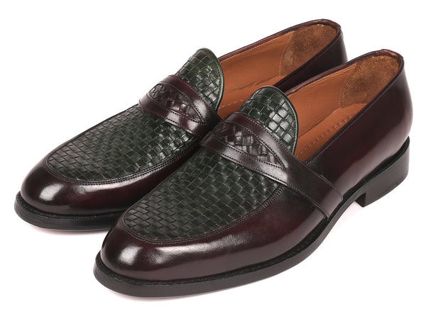 Paul Parkman Woven Leather Loafers Brown & Green (ID#548LF832) – PAUL ...