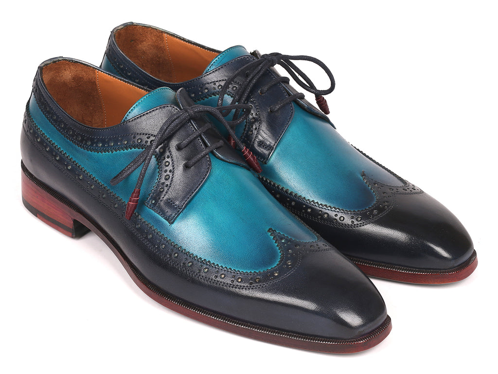 Paul Parkman Men's Blue Dual Tone Wingtip Derby Shoes (ID#6931BLU ...