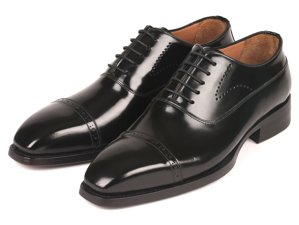Paul Parkman Goodyear Welted Cap Toe Oxfords Black Polished Leather (I ...