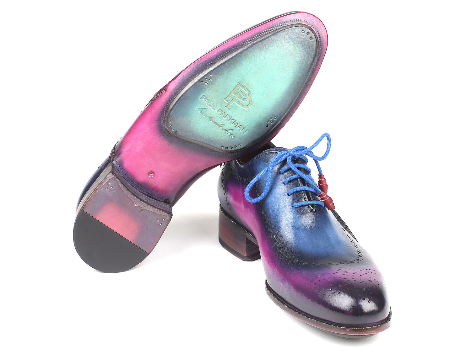 Paul Parkman Opanka Construction Blue & Purple Oxfords (ID#726-BLU-PUR ...