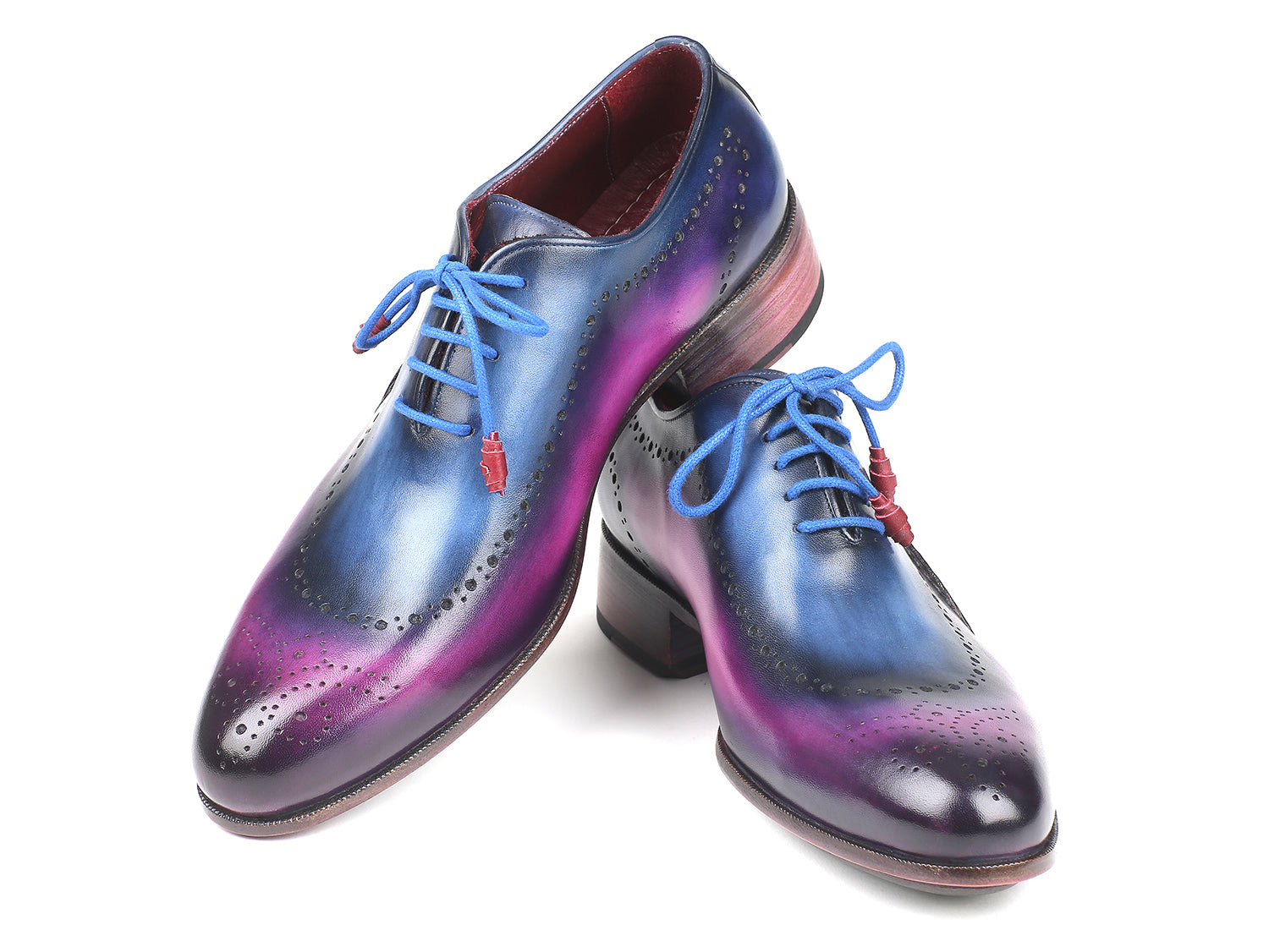 Paul Parkman Opanka Construction Blue & Purple Oxfords (ID#726-BLU-PUR ...