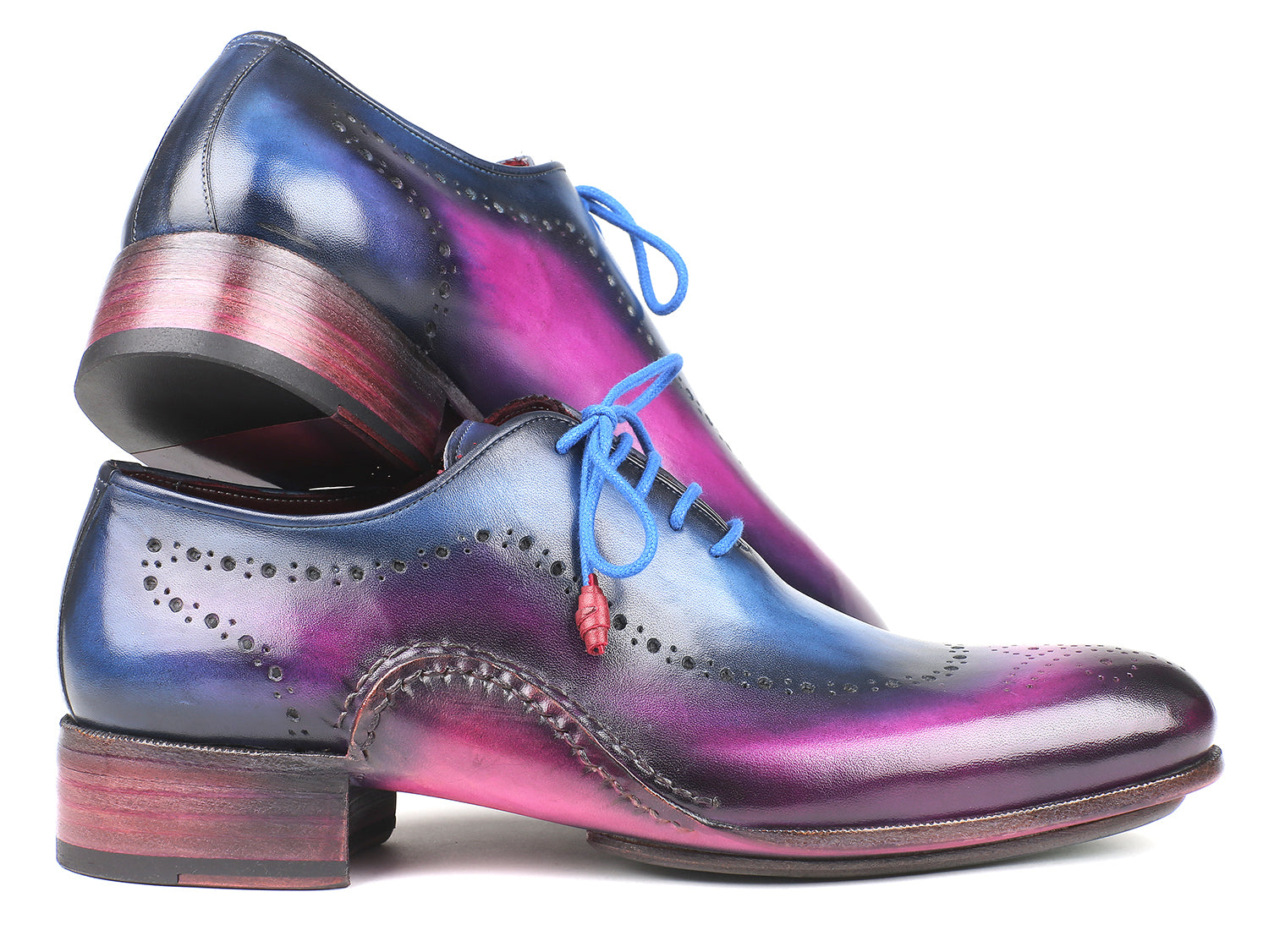 Paul Parkman Opanka Construction Blue & Purple Oxfords (ID#726-BLU-PUR ...