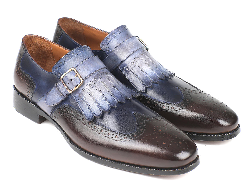 Paul Parkman Kiltie Monkstraps Blue & Brown (ID#52SL79) – PAUL PARKMAN ...