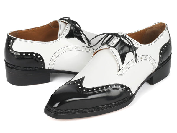 Paul Parkman Norwegian Welted Wingtip Men's Dress Shoes Black & White ...