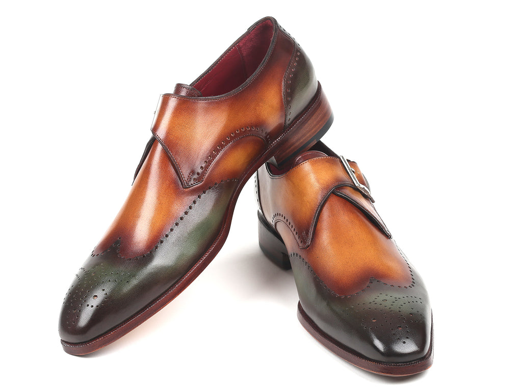 Paul Parkman Single Monkstraps Green & Camel (ID#944-GRN-CML) – PAUL ...