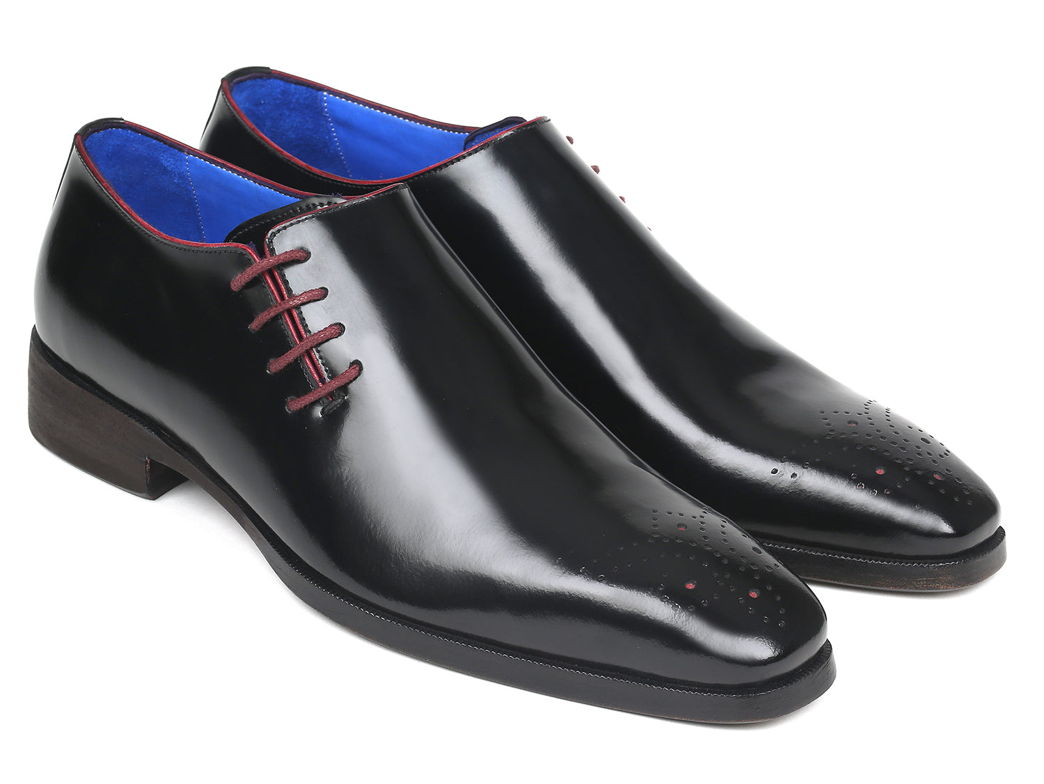 Paul Parkman Side Lace Oxfords Black Polished Leather (ID#981X65 ...