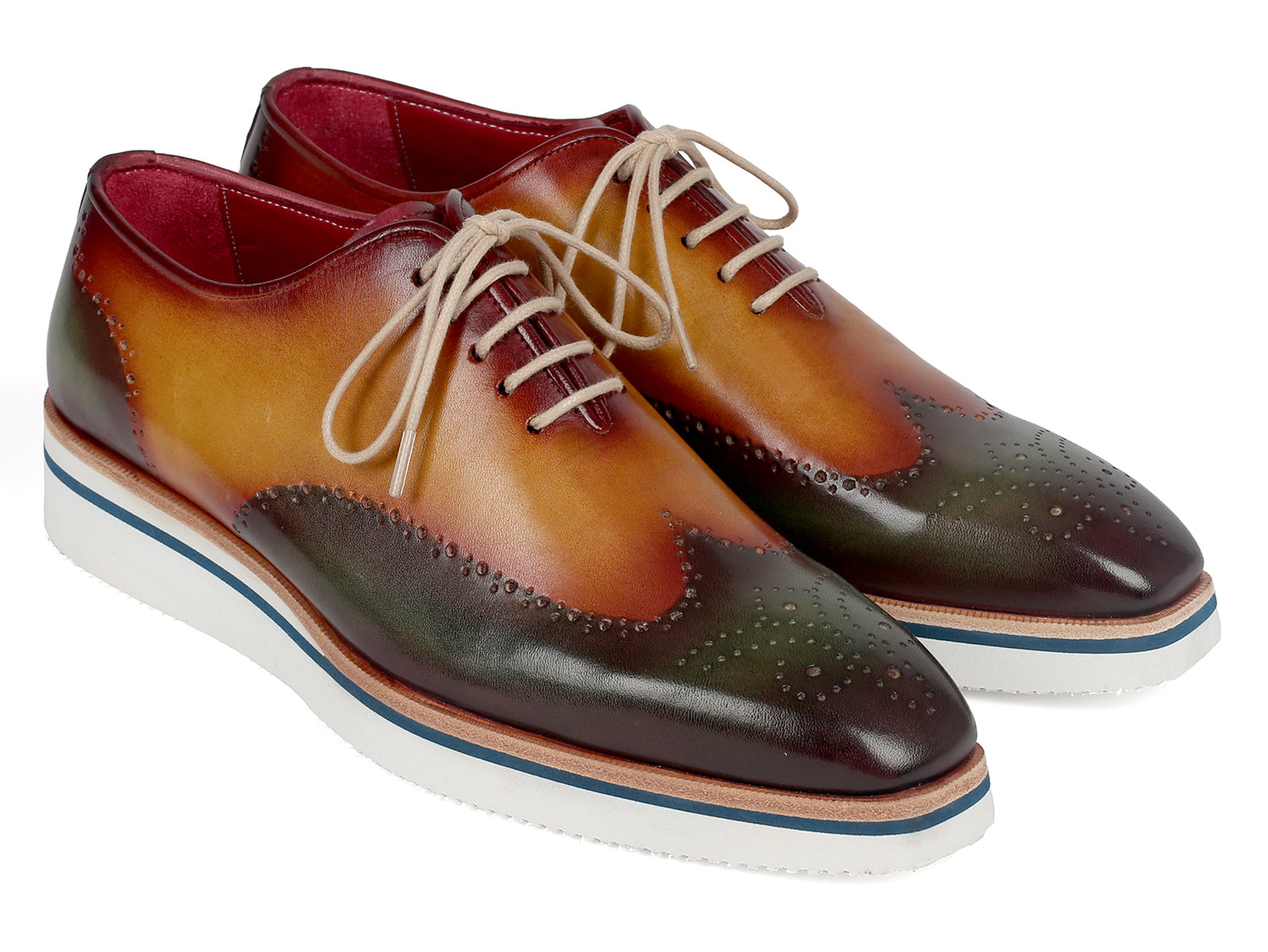 Paul Parkman Men's Smart Casual Wingtip Oxfords Green & Camel (ID#188- –  PAUL PARKMAN® Handmade Shoes