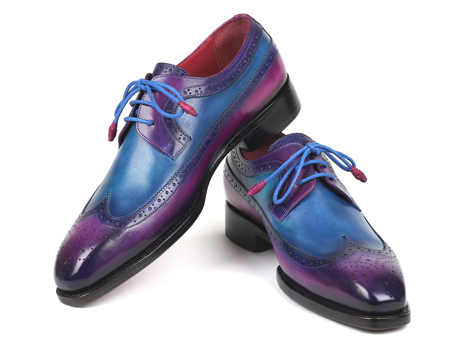 Paul Parkman Goodyear Welted Wingtip Derby Shoes Purple & Blue (ID#511 ...
