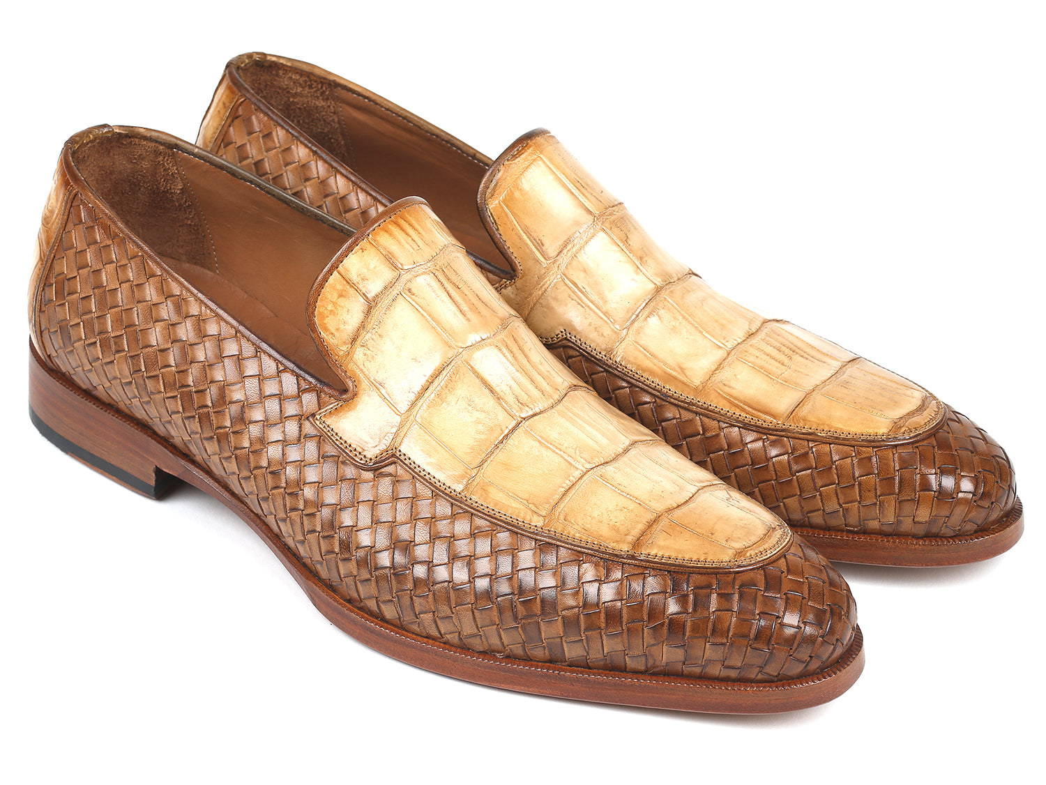woven leather loafers