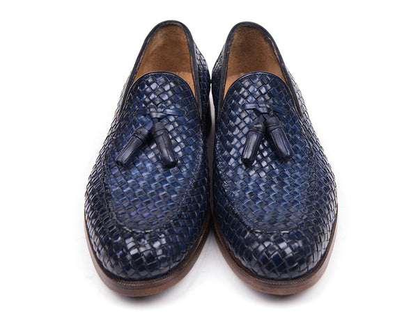 Paul Parkman Woven Leather Tassel Loafers Navy (ID#WVN44-NAVY) – PAUL ...