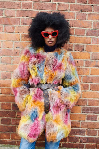 Julia Saar Jamoise multi coloured faux fur jacket