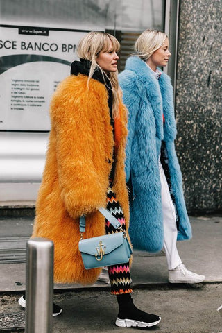 coloured faux fur coats fashion week 