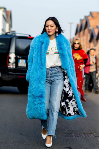 block colour faux fur coat fashion week 