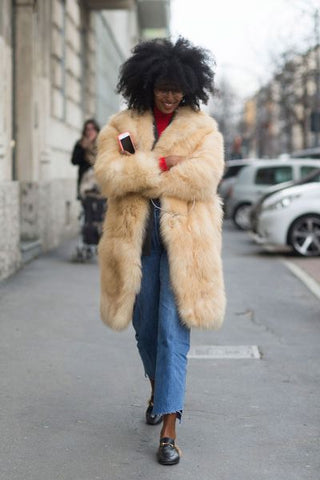 julia sarr jamois faux fur coat fashion week 