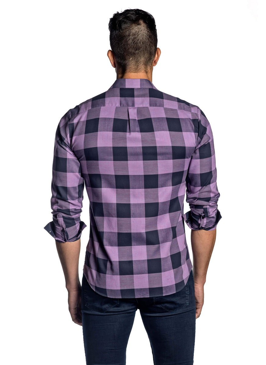 Download Purple Navy Check Plaid Shirt for Men AH-T-8101 | Jared ...