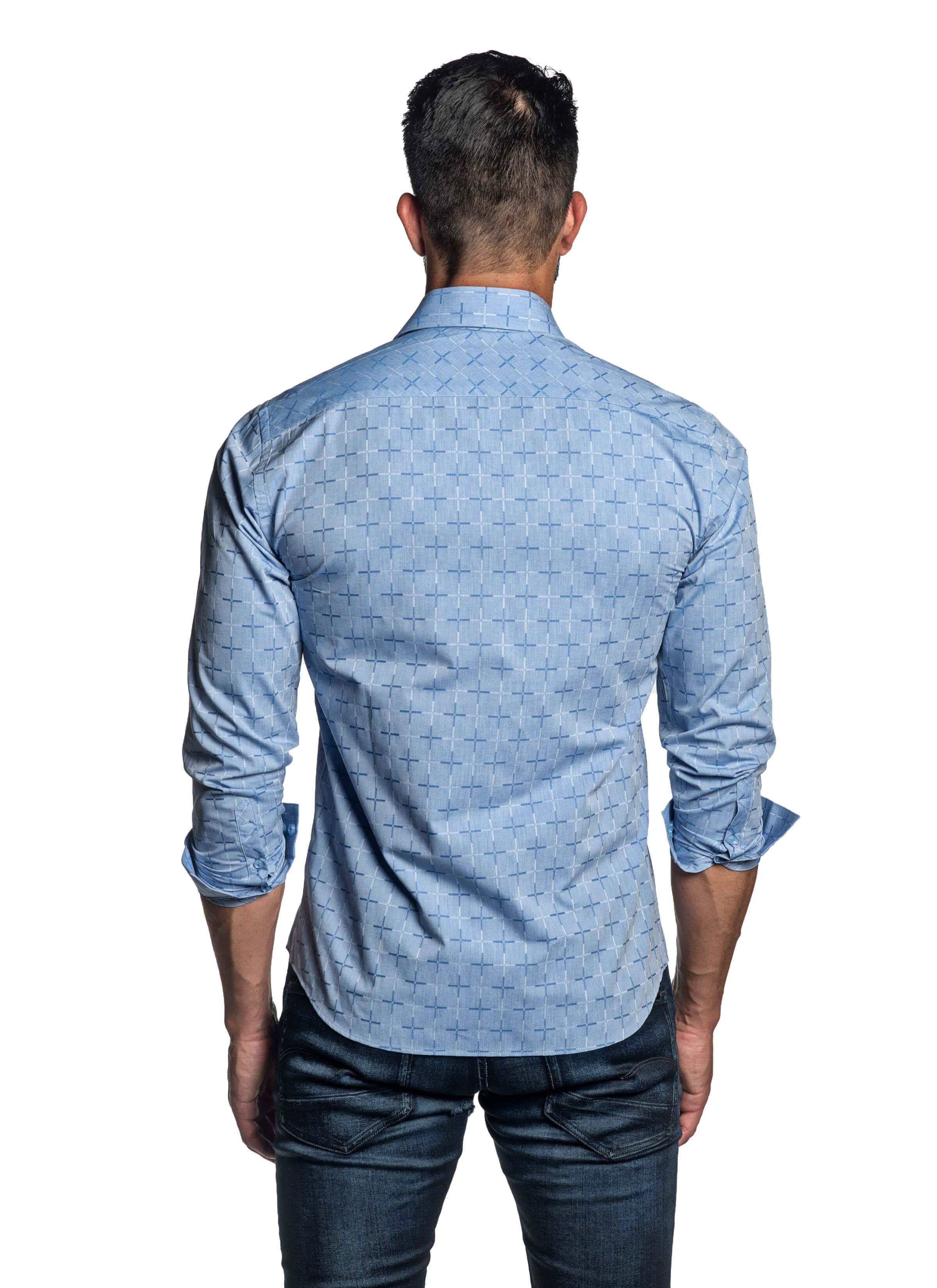 Light Blue Jacquard Shirt for Men OT-8827