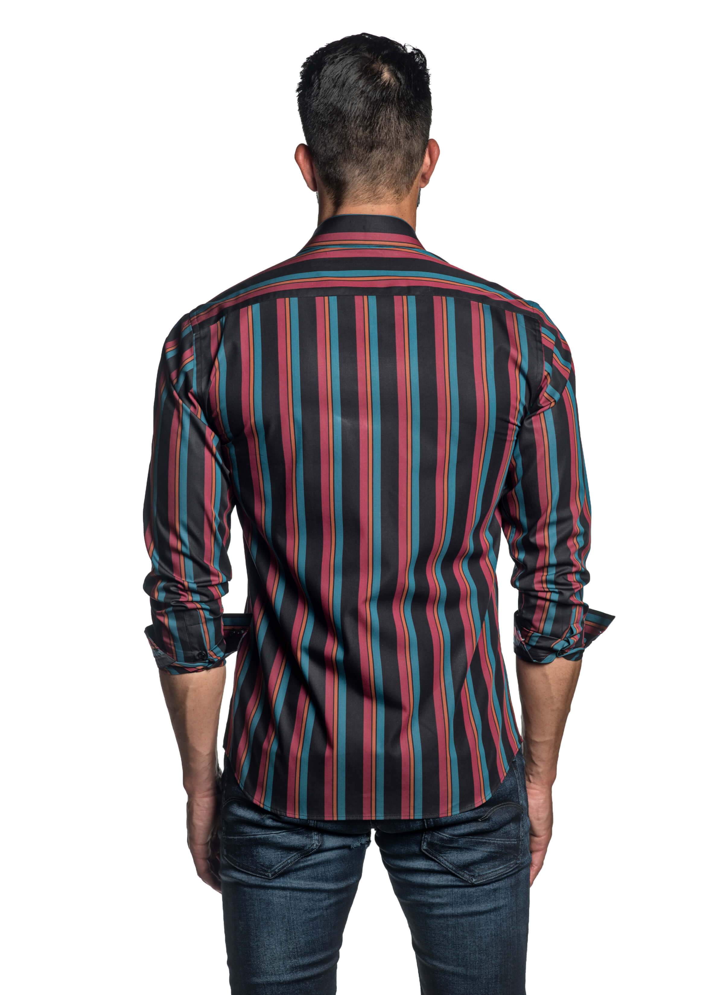 Black and Red Stripe Shirt for Men T-2610