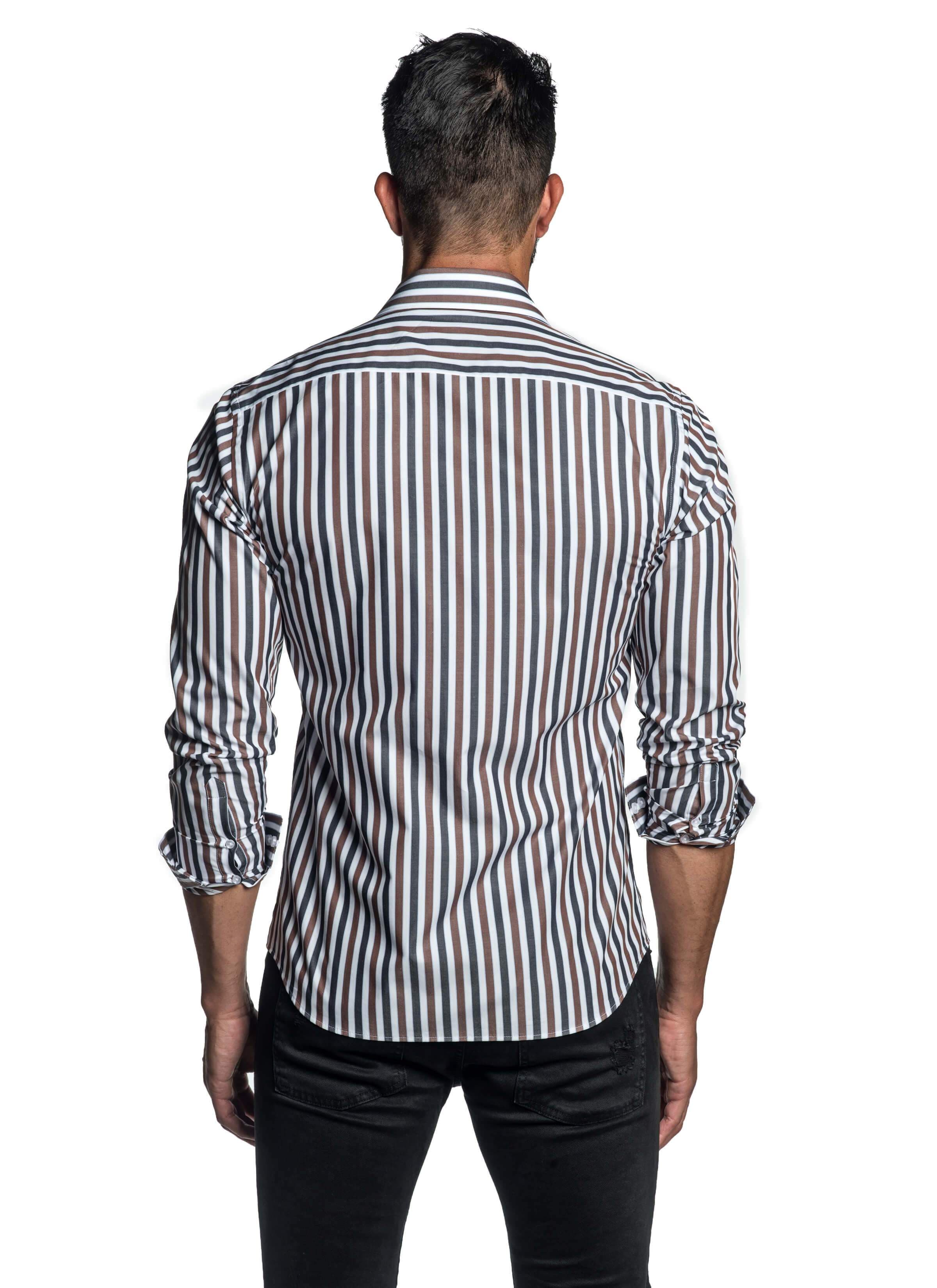Blue and Brown Stripe Shirt for Men T-2612