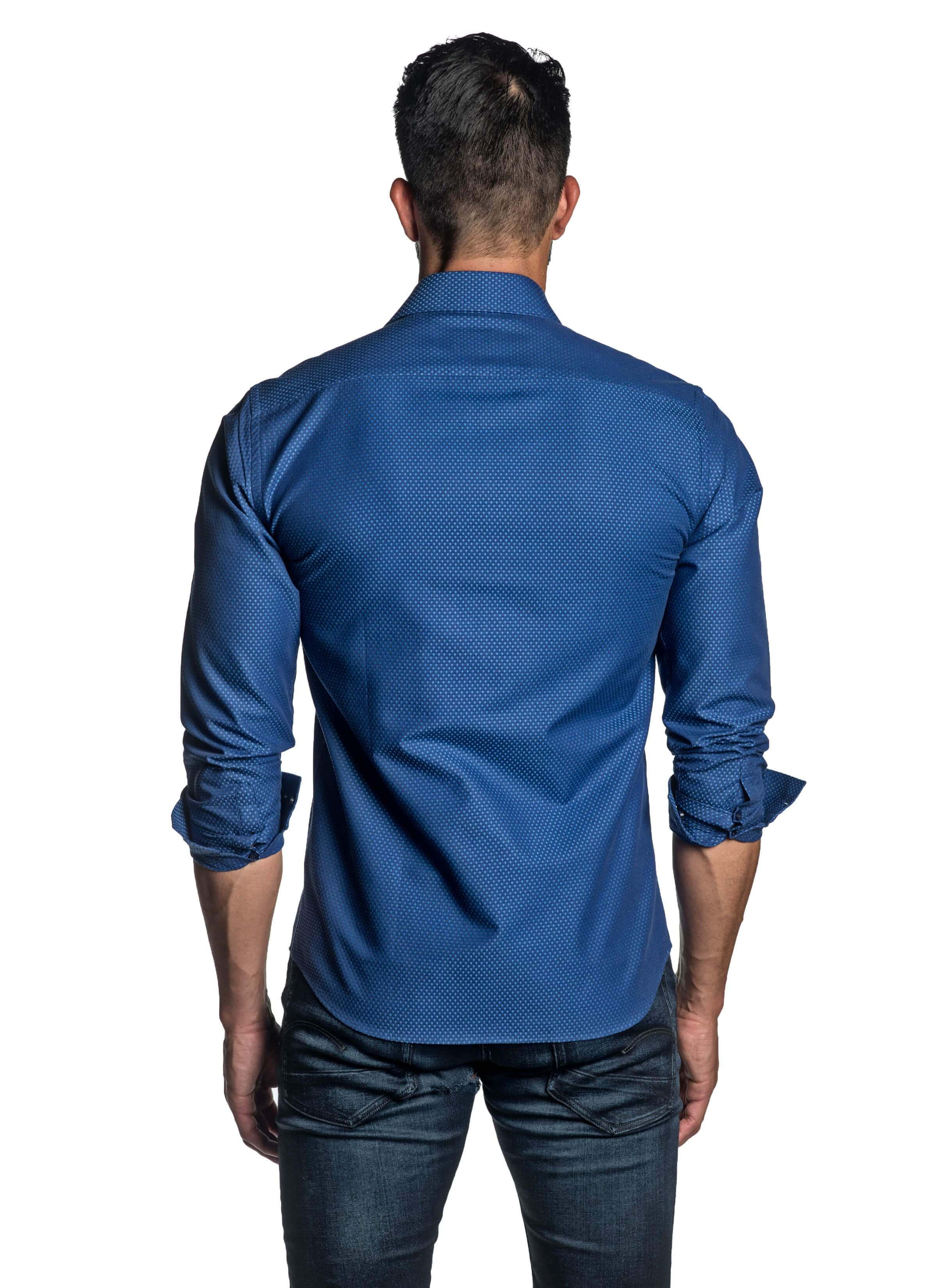 Blue Jacquard Shirt for Men T-2629