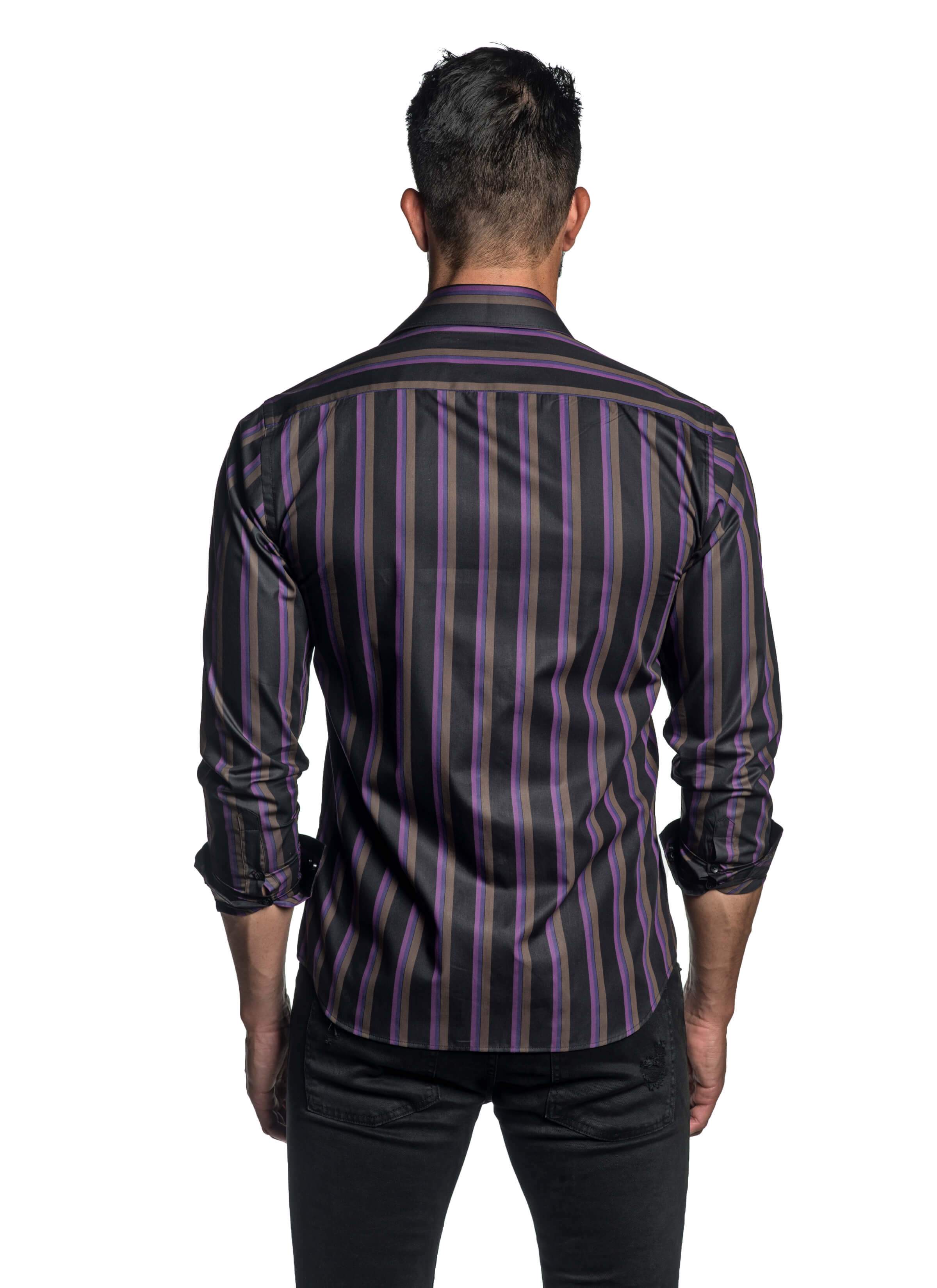 Black and Purple Stripe Shirt for Men T-2648