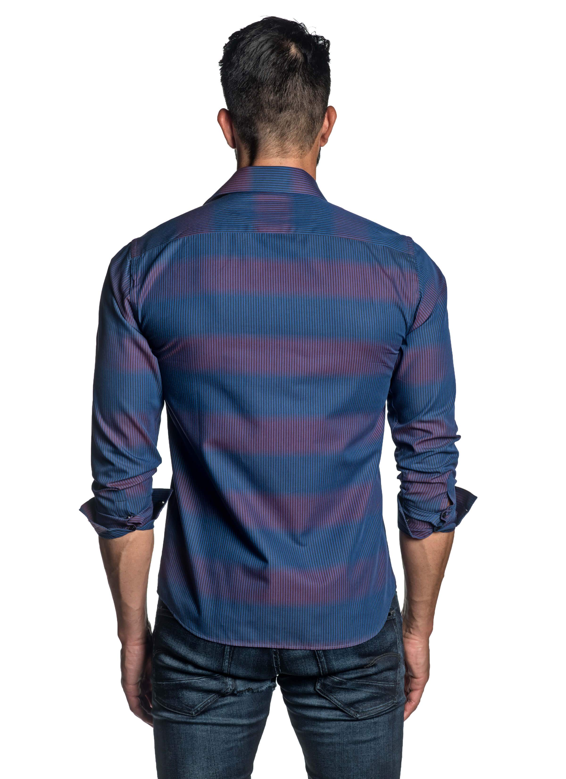 Blue and Fuchsia Stripe Shirt for Men T-2664