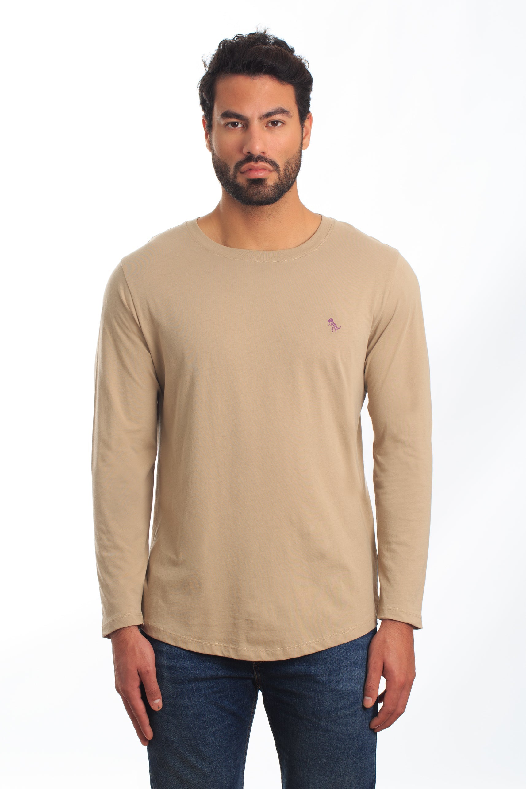 Mens Sand Long Sleeve T-Shirt Tel-111 - Jared Lang product image