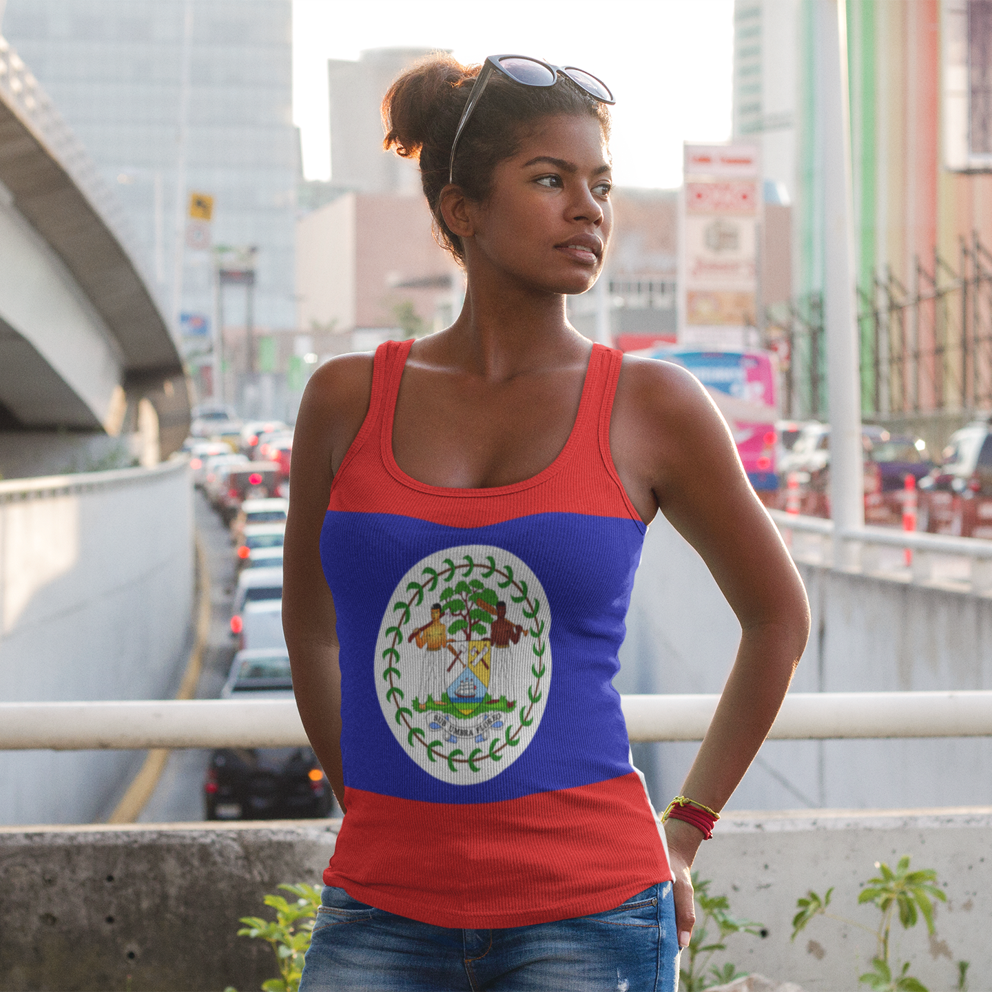 engineering toxiciteit gijzelaar Belize Flag - Women's Fitted Tank Top - Properttees