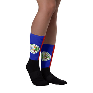 Belize Flag - Black foot socks - Properttees