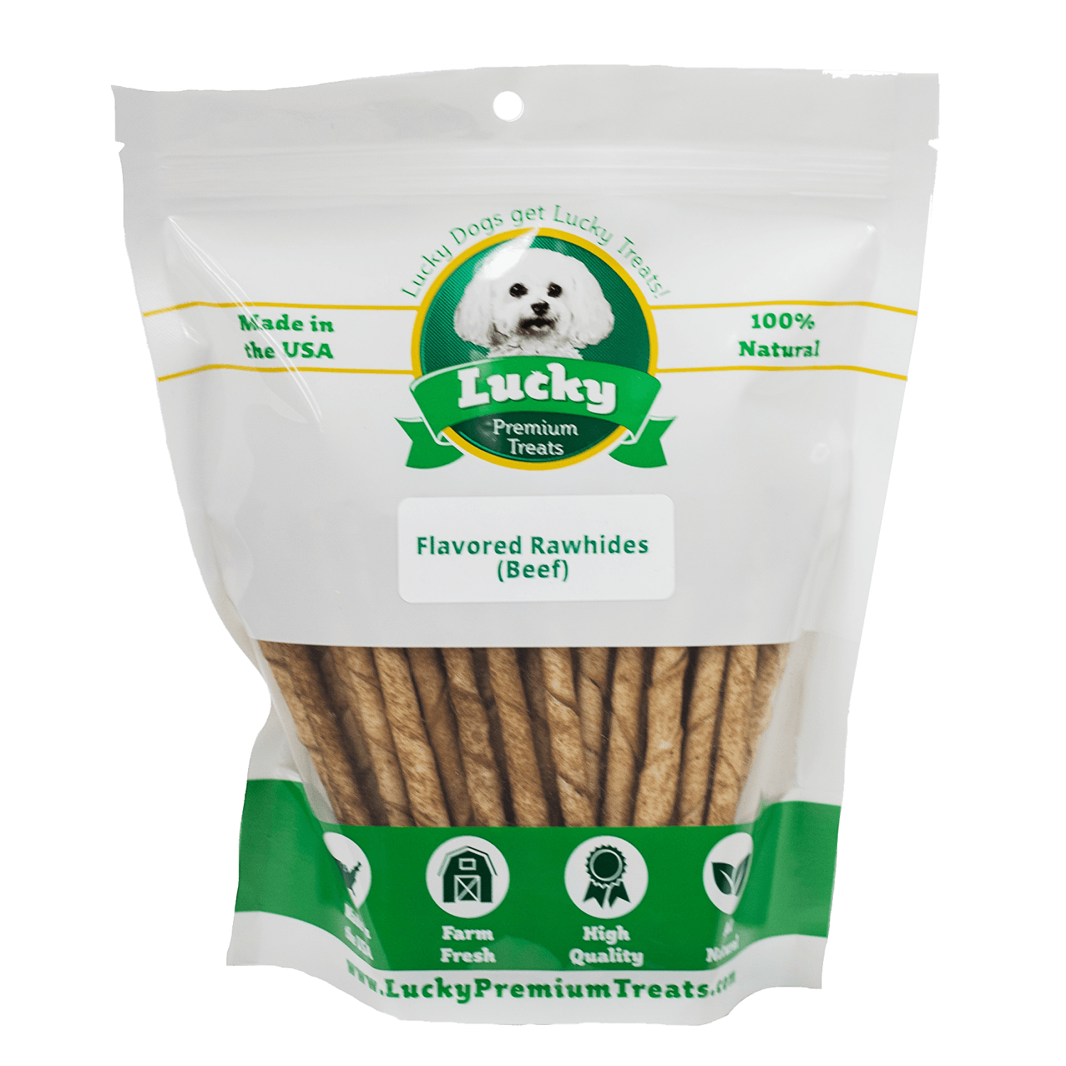 Beef Basted Rawhide Treats for Small Dogs – Lucky Premium Treats